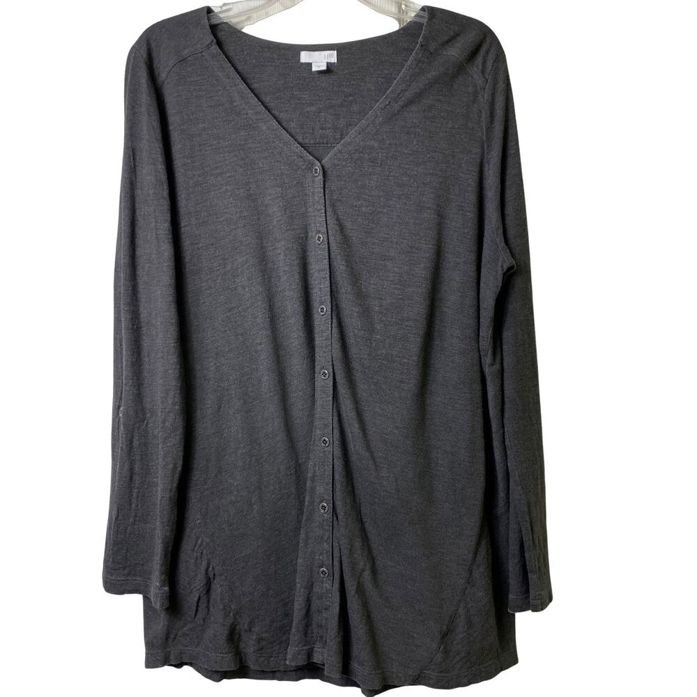 J Jill Long Sleeve‎ Button Front Top Roll Tab Sleeves Sz M (2431)